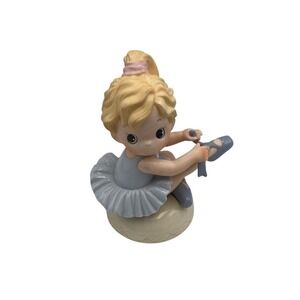 Porcelain Ballerina Figurine Blonde Girl in Gray Tutu